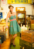 Gina  Turqouise Polka Dot  Dress