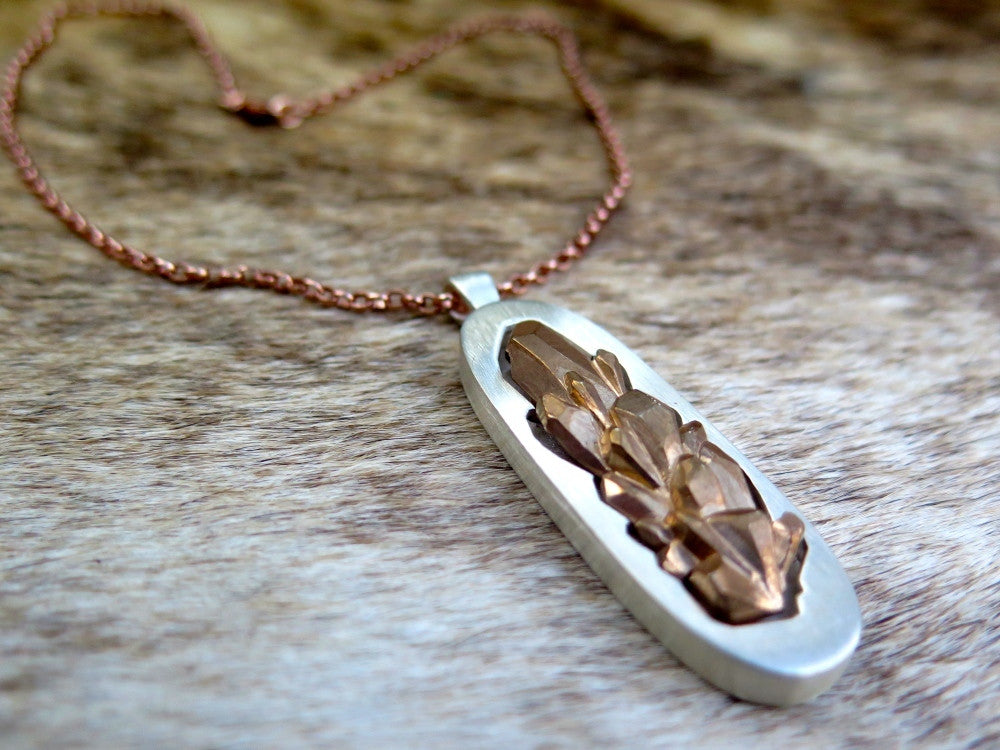 Crystalline Shadow Box Necklace with Rose Gold